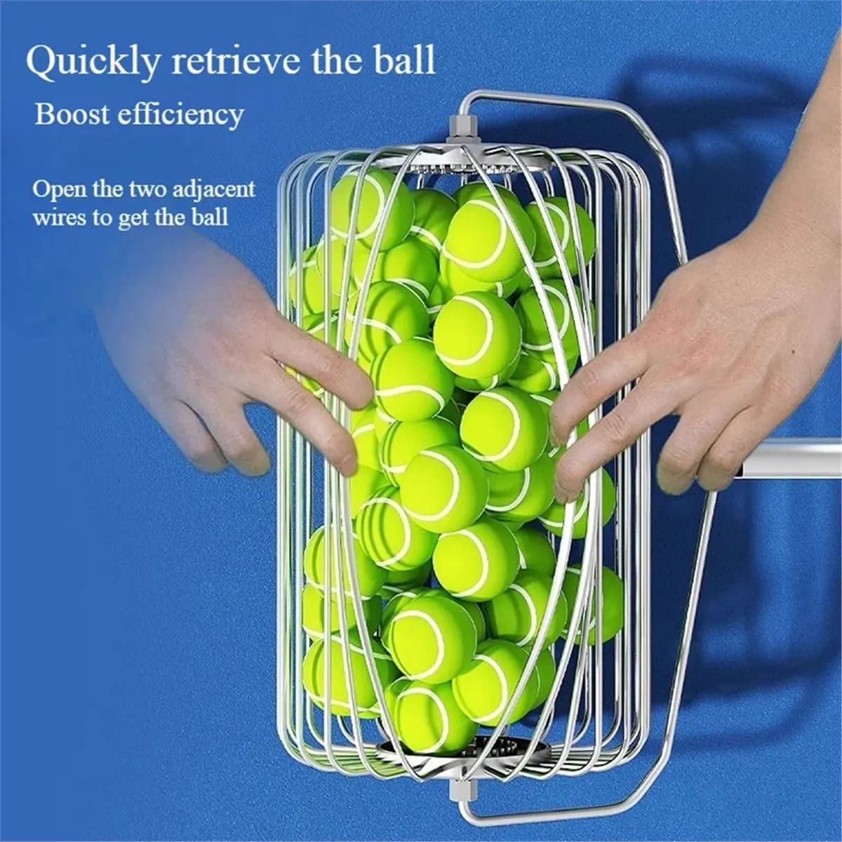 gongto Quickly Pick Up Tennis Ball Artifact Hand Push Rolling Ball Picker Telescopic Style Ball Collector for Court Training