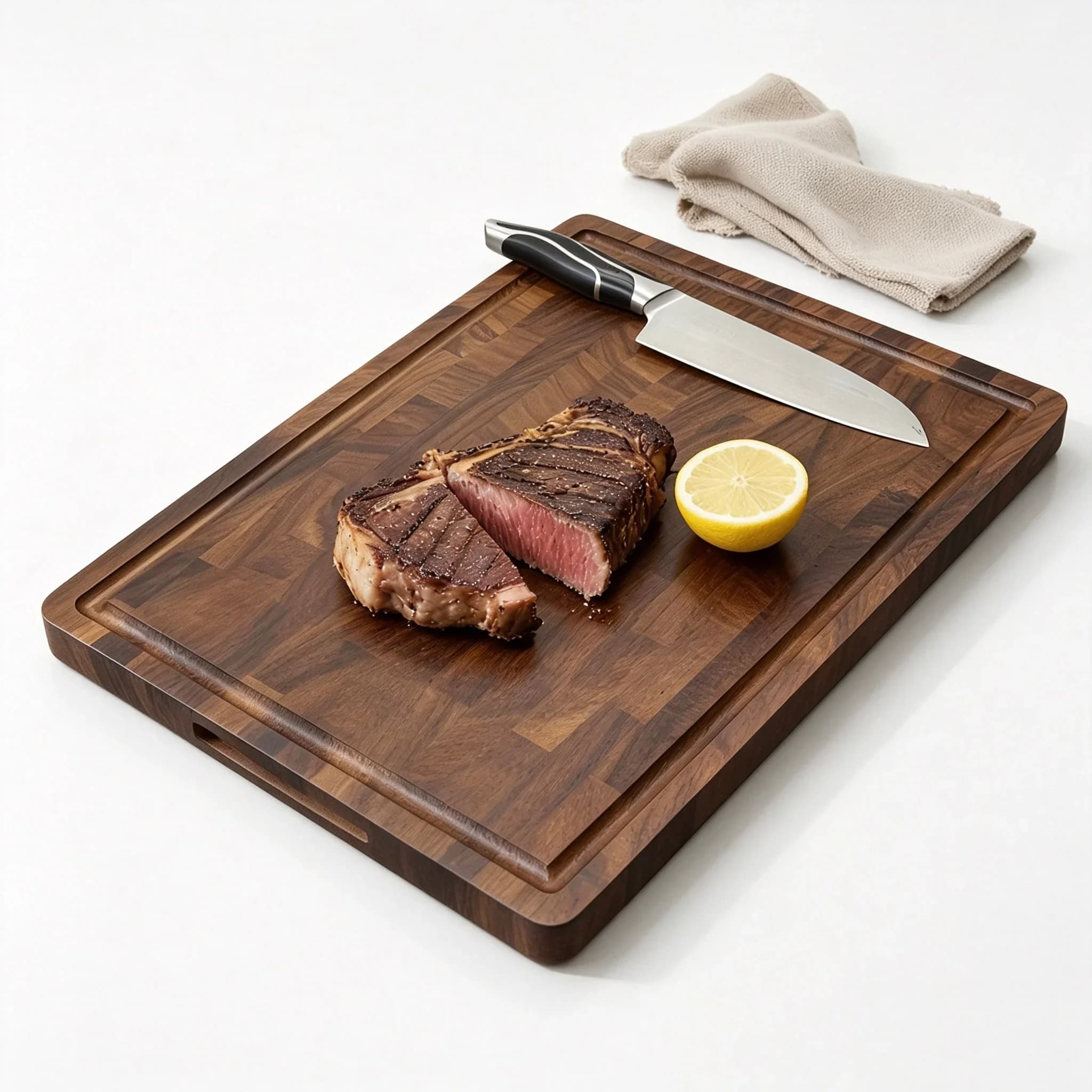 Premium End-Grain Black Walnut Cutting Board - 42x30x2.5cm Thick Butcher Block for Steak Gourmet Food Prep chopping board