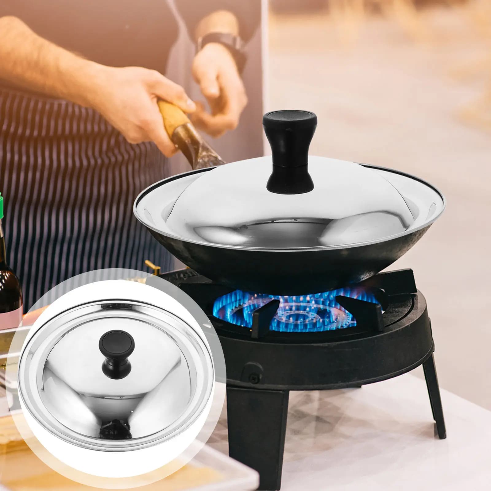 Premium Stainless Steel Pan Lid Universal Fit for Frying Pans Pots Heat Resistant Easy Clean Dishwasher Safe Kitchen Supplies