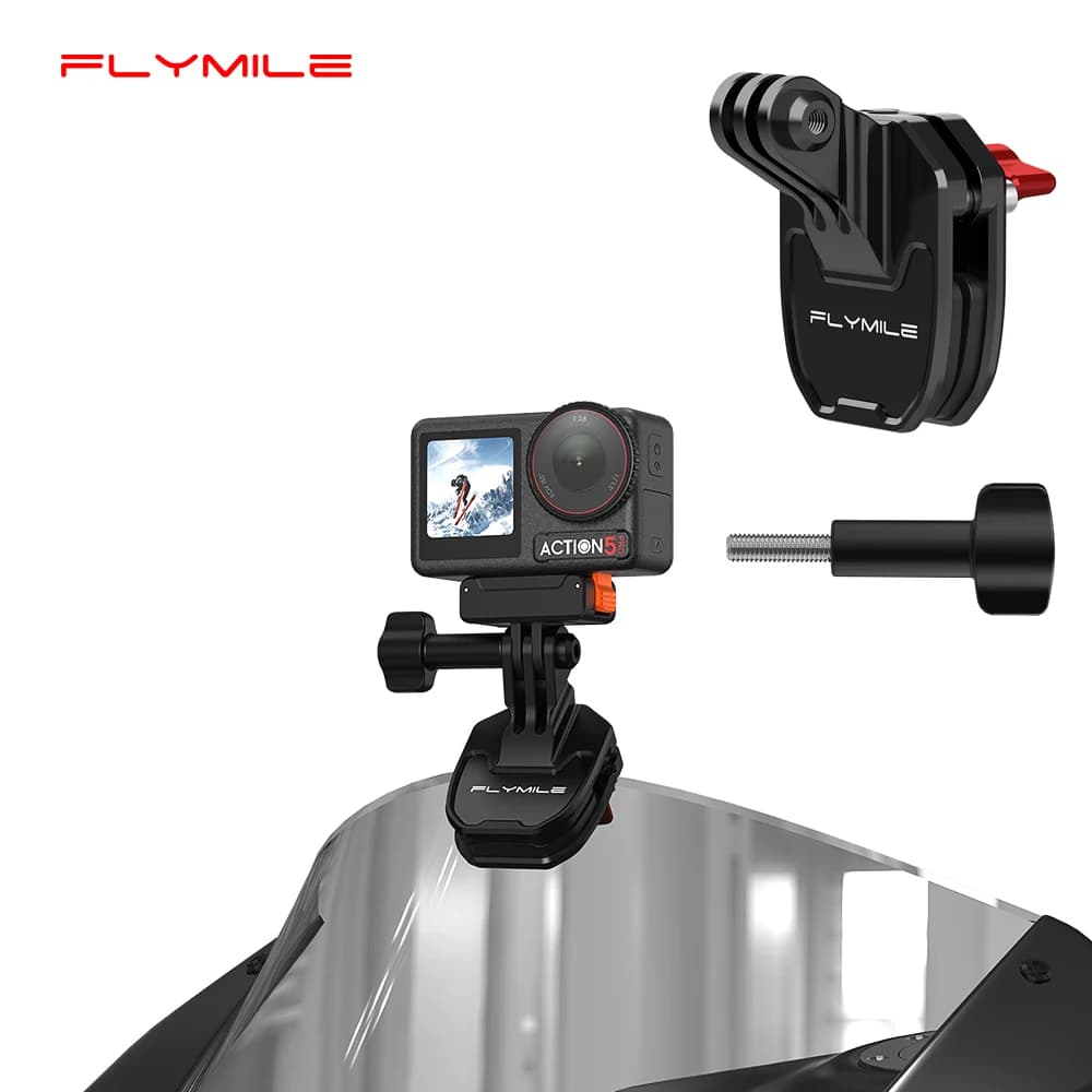 Flymile Supporto per morsetto per parabrezza per moto per fotocamera per DJI Osmo Action 6/Action 5/Nano/Insta360 X5/Ace Pro Accessori
