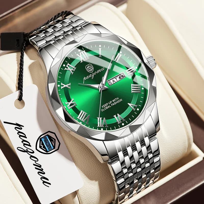 PAAZOMU Top Original Men's Watch Waterproof Luminous Date Rectangle Men's Wrist Watch Stainless Steel Mesh Men's Quartz Watches Male