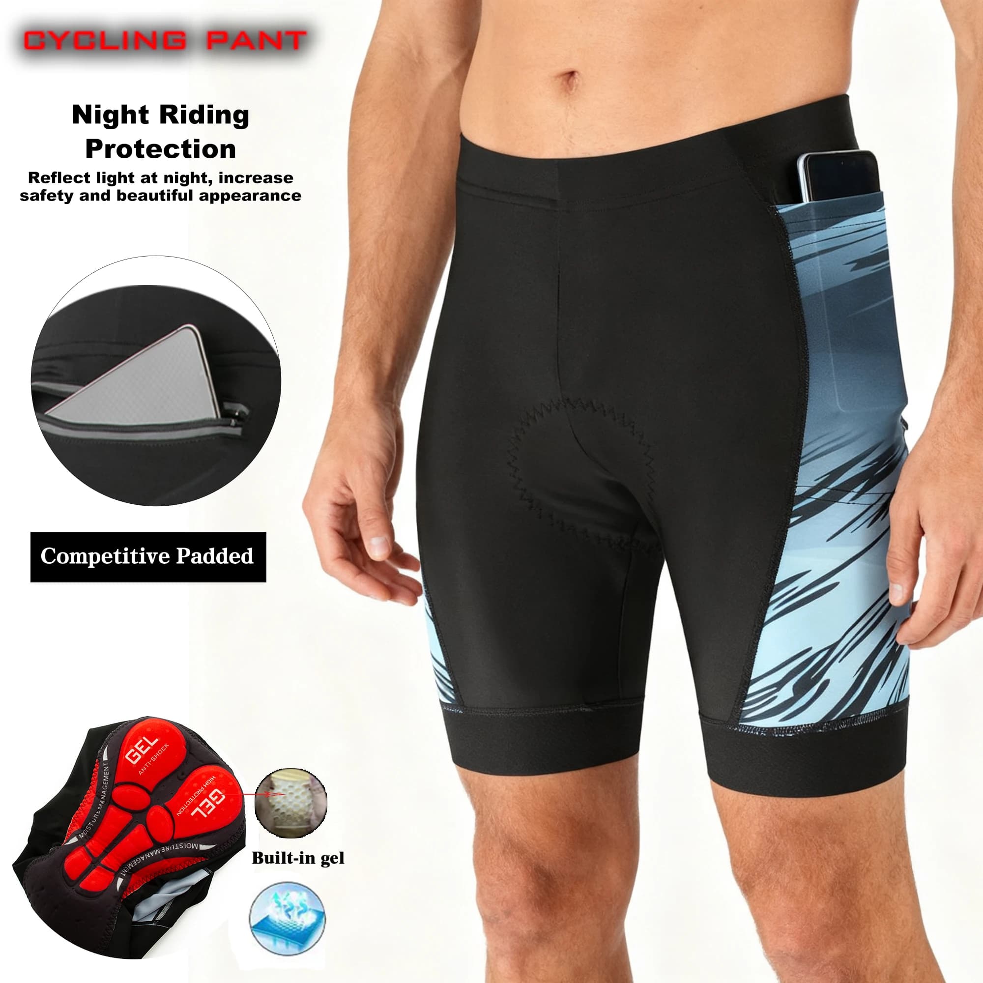 Men's Cycling Shorts with Bretelle, Elastic Padding, for Long Distances, MTB, Adherents