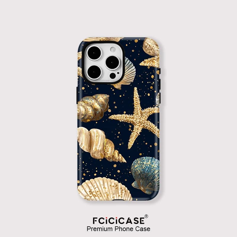 Fcicicase Per MagSafe Custodia per telefono con ricarica wireless per iPhone 16 15 Plus 14 13 Pro Max 12 11 Conch Shell Cover con motivo stella marina