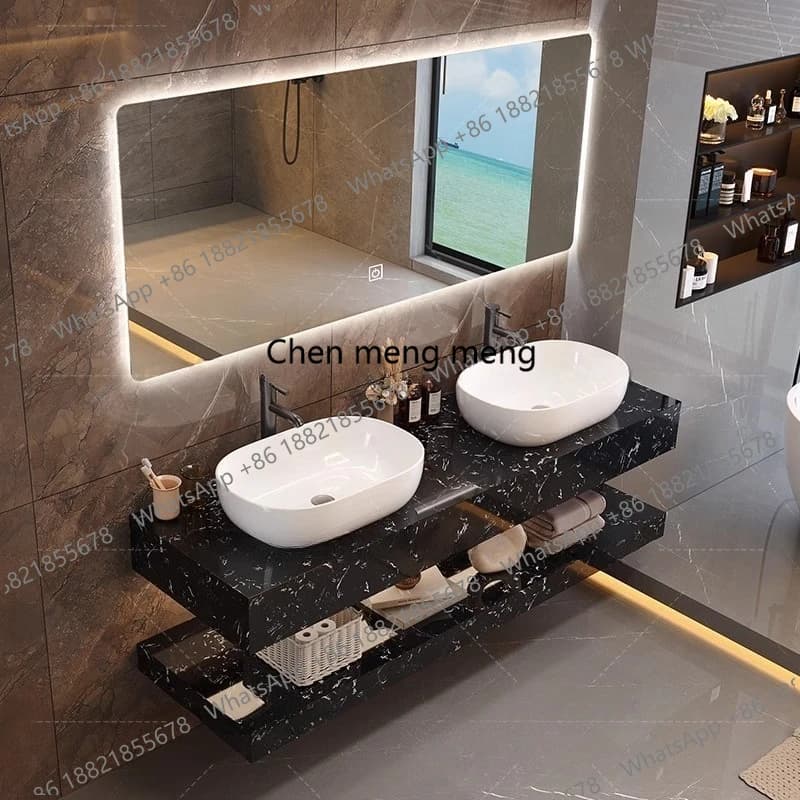 WC sopra mobiletto da bagno Lavandino bianco da parete Profumo Specchio moderno Mobiletto da bagno Slim Skincare Gabinete Mobili alla moda