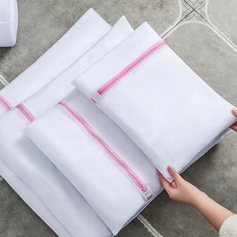 3pcs/set Mesh Laundry Bag Coarse Net Zippered Laundry Wash Bags Dirty Clothes Lingerie Cleaning Organizer Pouch Washing Machine