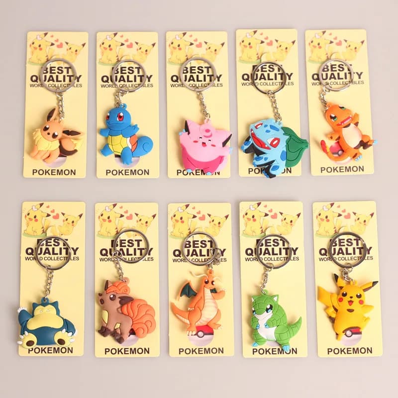 Pokemon PVC Pikachu Charmander Jigglypuff Squirtle Portachiavi Carino Gengar Portachiavi Portachiavi Borsa Auto Appeso Fit Uomo Ragazzo Chiave Ciondolo