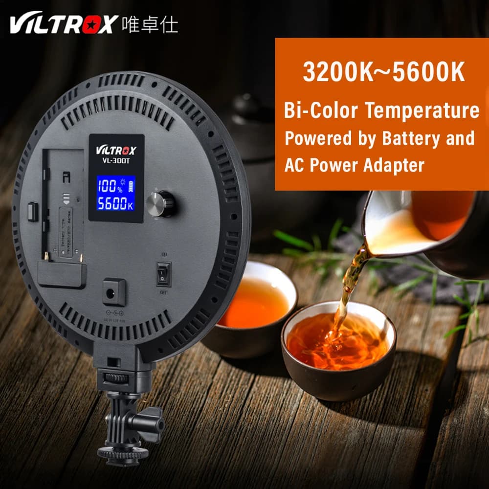 Lampada a LED Anello luminoso Viltrox VL-300T 18W 25W Fotocamera Bicolore Ultra sottile dimmerabile per riprese fotografiche Video Studio Show Live