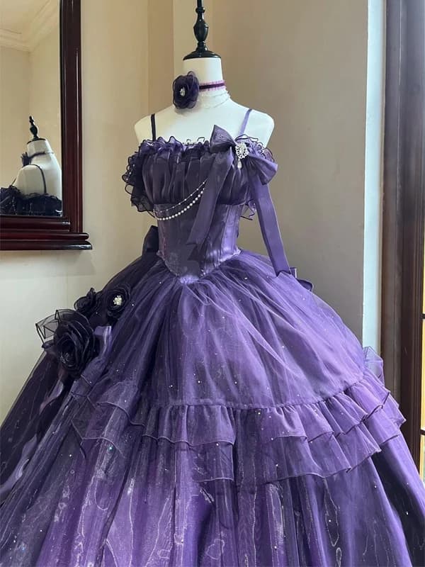 Purple Lolita Evening Gown Women's High-End 18th Anniversary High School Student Small Princess Skirt Fashionable Mid-Waist