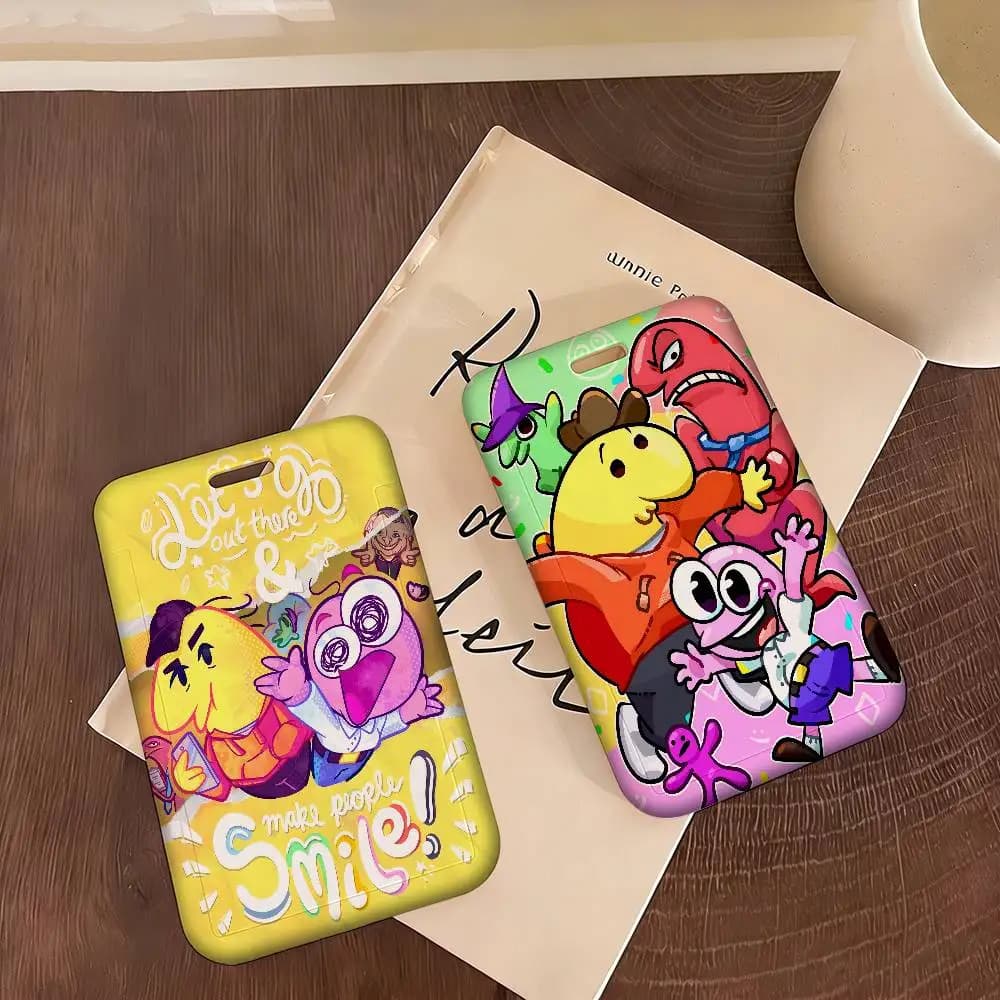 Cartoon S-Smiling Friends Badge Holder PVC Material ID Card Case for Work Nurse Key & Wallet
