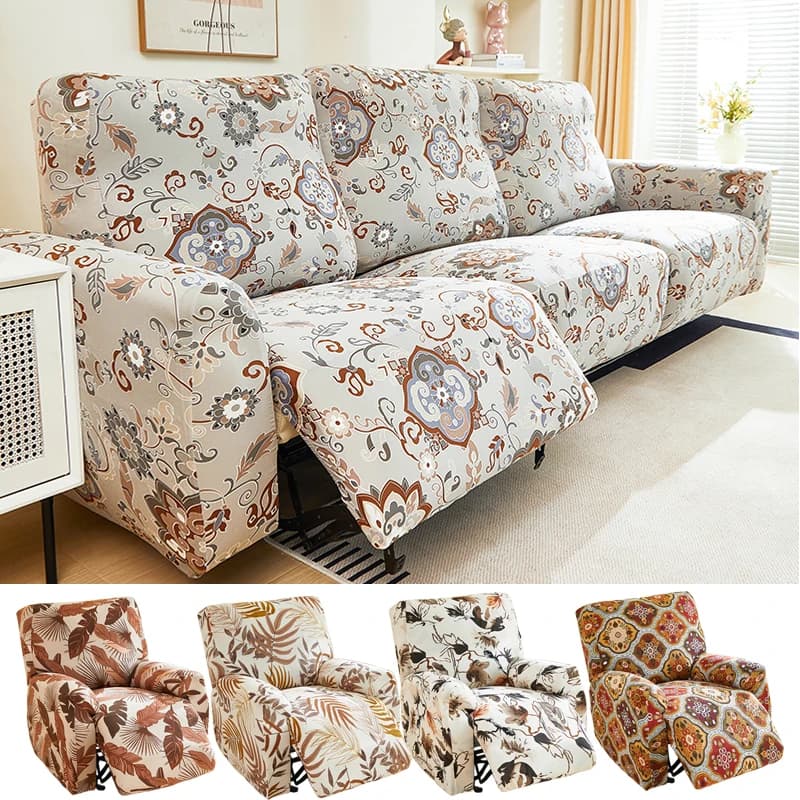 1/2/3 seat reclining stretch sofa lining sofa cover sofa cover soft sofa with children's elastic background, Spandex