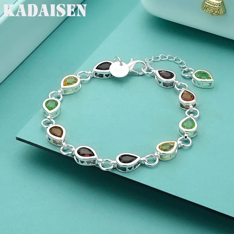925 Sterling Silver Pendant Bracelets, Chain with AAA zircons, Fashionable Crystal Jewelry for Women, Wedding, Lady, Nice