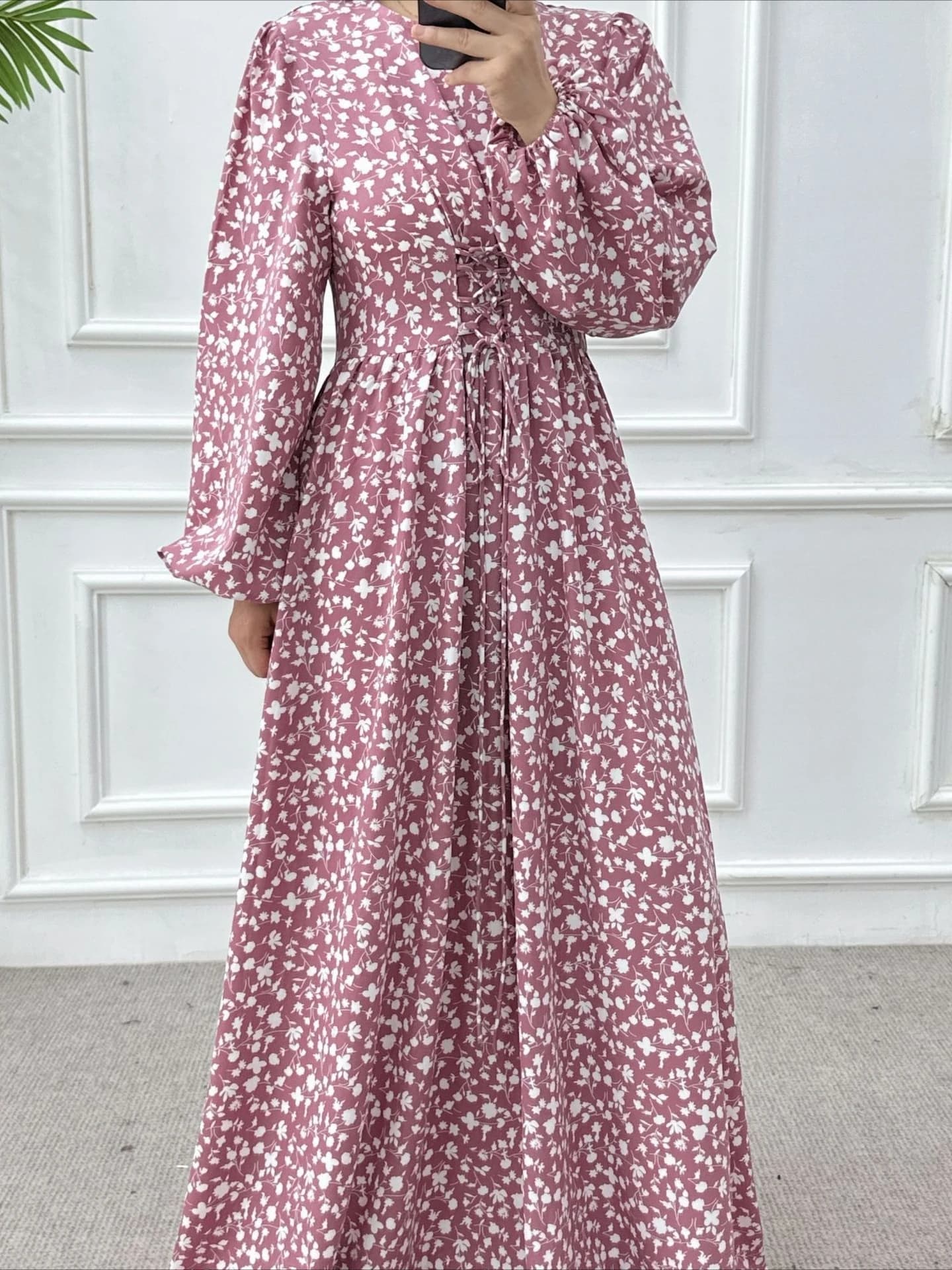Eid Donne Vestito Musulmano Abaya Stampa Flroal Fasciatura Abiti Largos Partito Caftano Jalabiya Ramadan Abiti Dubai Arabo Robe 2025