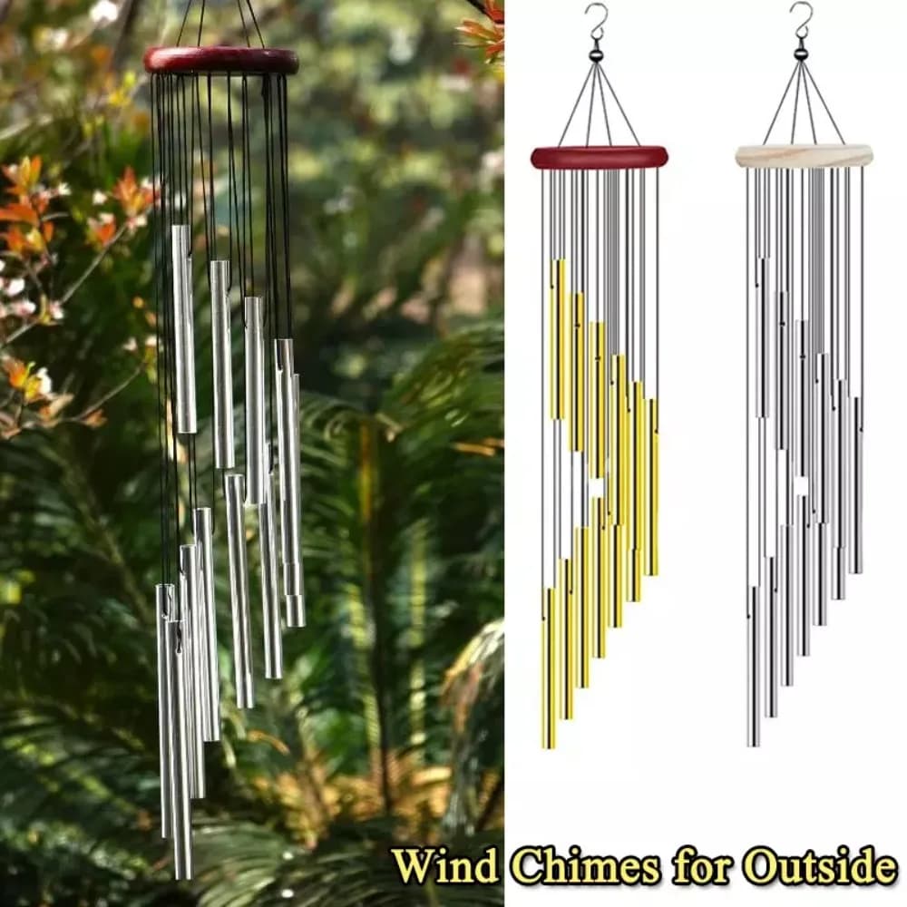 12 Tubes Wind Chime Handmade Hanging Ornament Aluminum Tube Wind Chime Courtyard Decoration Garden Decor Large Wind Chime