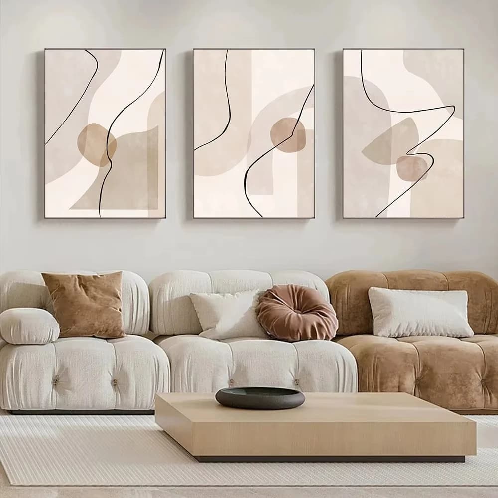 Abstract Geometry Bohemian Beige Line Wall Art Canvas Painting Modern Posters and Prints Living Room Interior Decoration Mura
