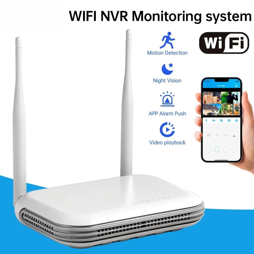 KERUI Mini Network WIFI 8CH NVR Monitoring video recorder for home security camera system with double lens from 6 MP XMEYE iCSeee Onvif