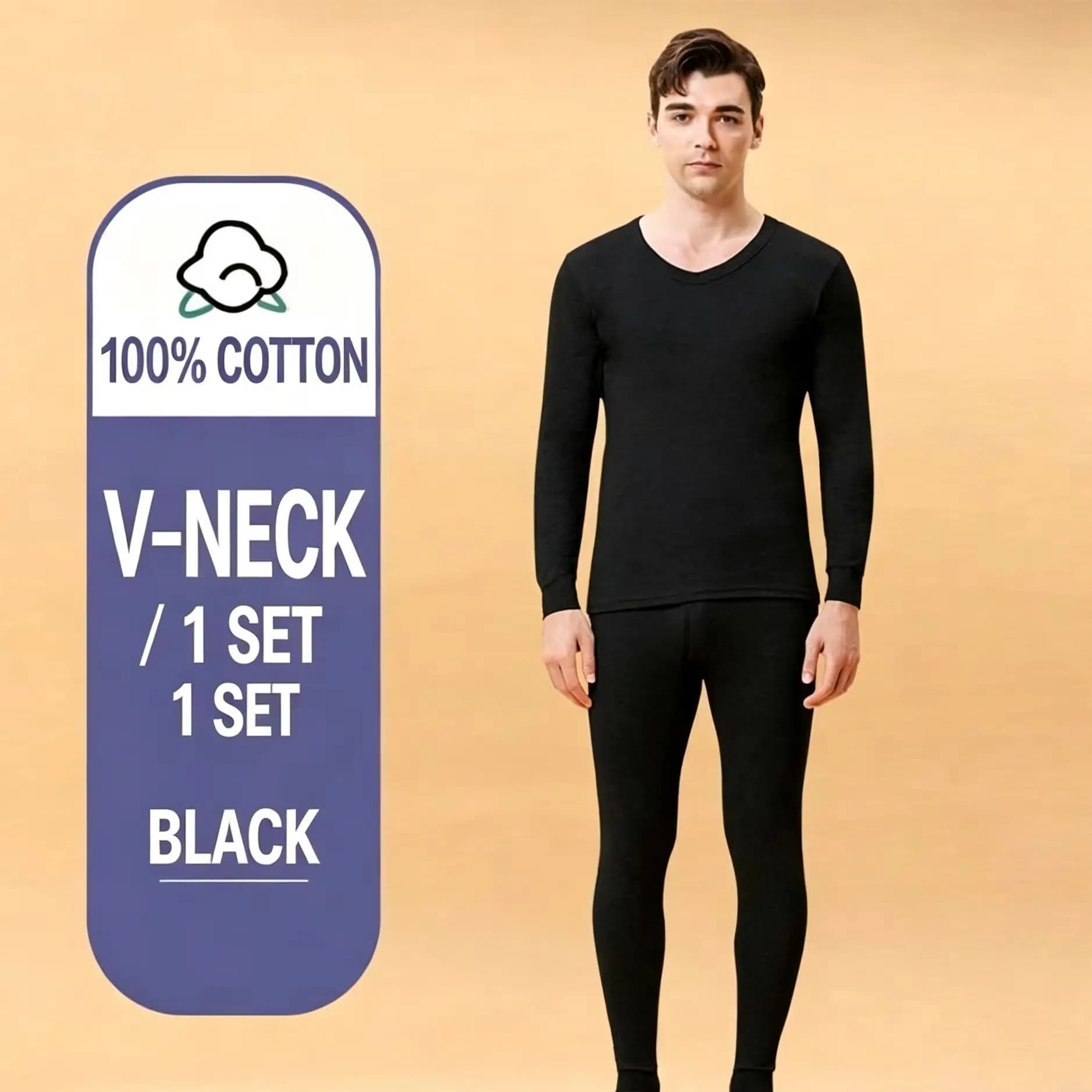 2026 For Men's 100% V-neck Merino Wool Thermal Underwear Set Midweight Merino Wool Base Layer Tops Pants Set Thermal Underwear