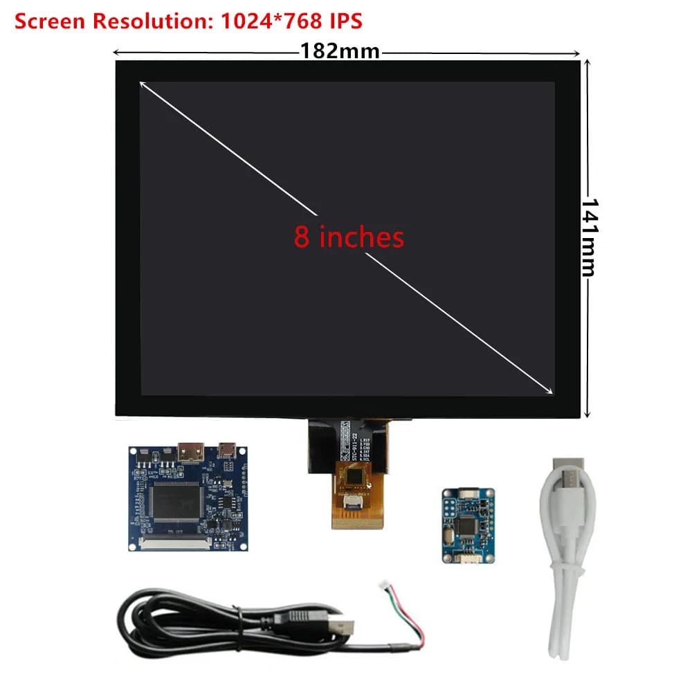 8 pollici HJ080IA-01E IPS Display LCD Scheda di controllo driver Touchscreen Monitor compatibile HDMI per Raspberry Pi PC TV Box