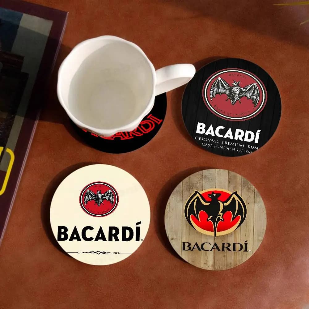 Theme Wood Basin B-Bacardi Rum, Anti-slip and Heat Resistant, Funny Dining Table Decoration, Coffee Gift and Restaurants