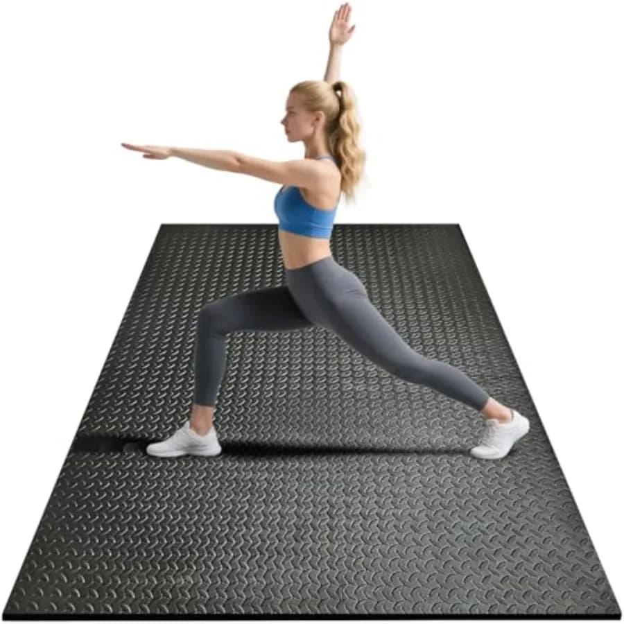 4x6ft Gym Floor Mat 10mm Thick - Large TPE/NPE Foam Workout Mat for Home Gym Garage Floor Yoga and Exercise - Non-Slip Eco-Frie