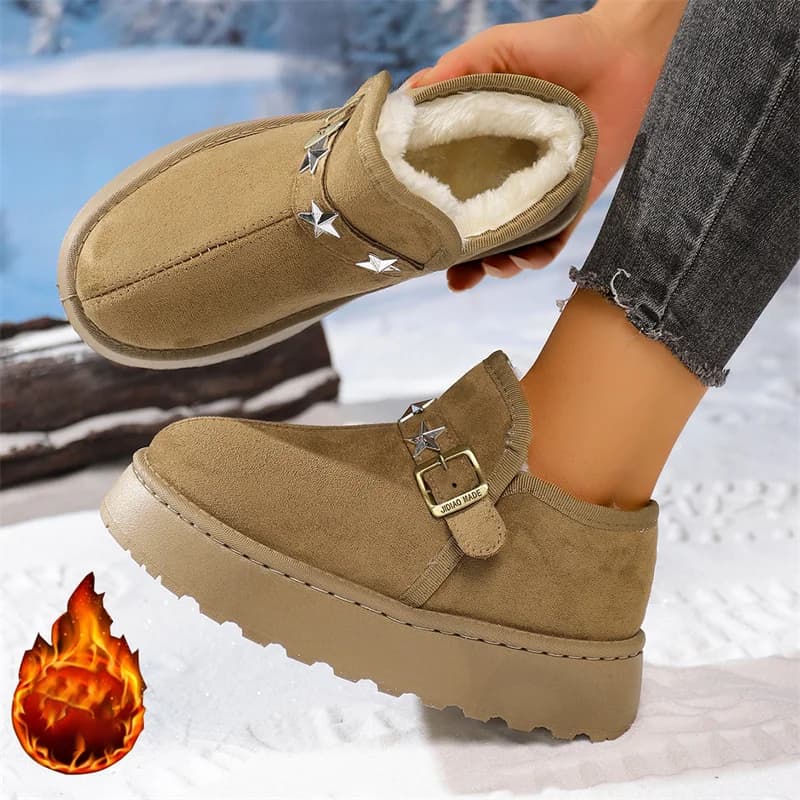 2026 Fashion Female Shoes Clogs Platform Slip-on Round Toe Winter Dress New Slip on Flock Cow Suede Rubber Ankle Platform Boots