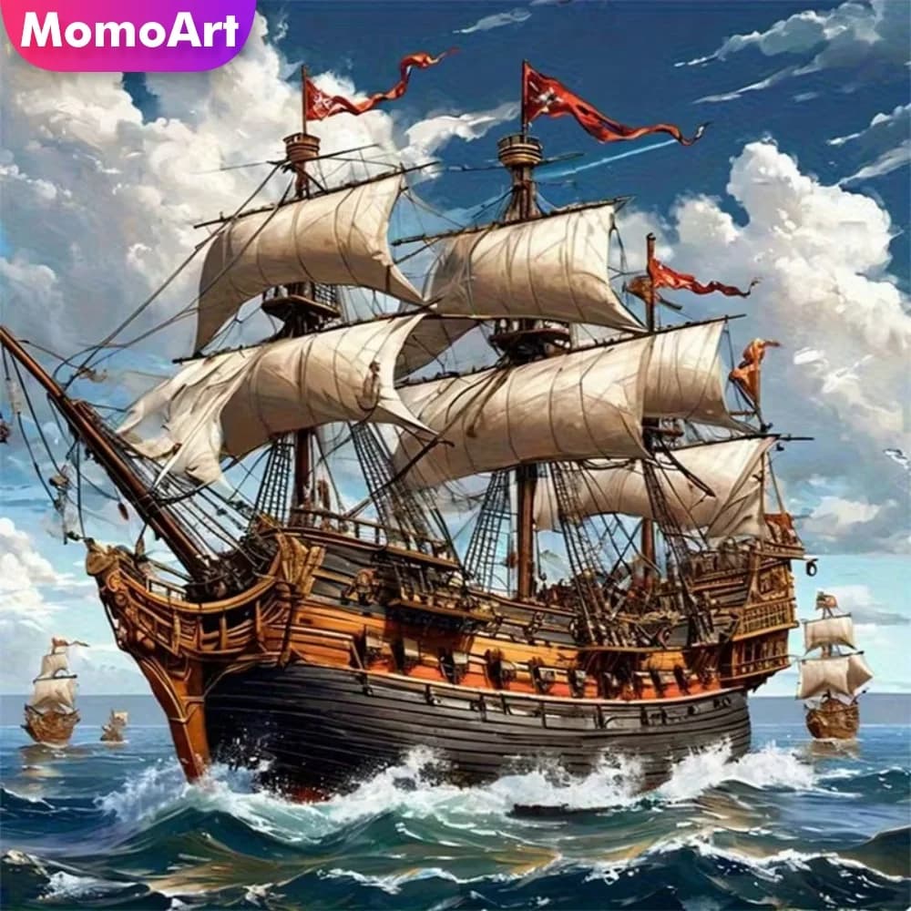 Kit per Pittura Diamante Momoart con Paesaggio Navale, Adatto per Principianti, Mosaico di Diamanti, Ricamo Fai-da-Te, Regalo Artigianale