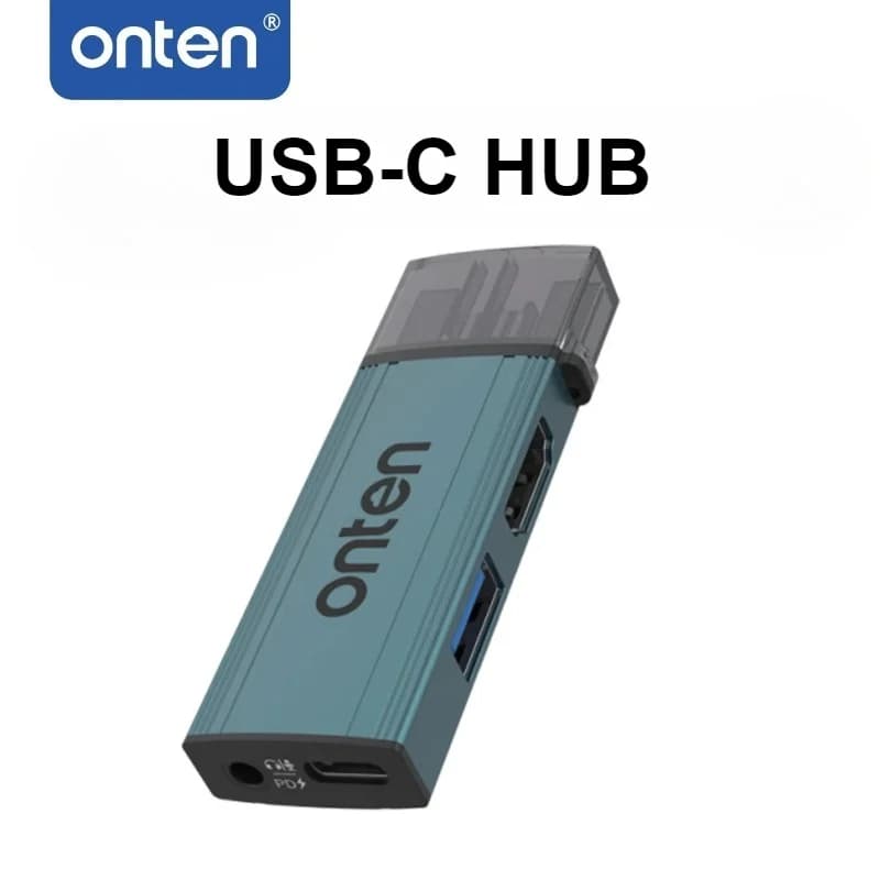 Original ONTEN USB C Hub, type C dock with HDMI 4K, USB A 3.0, audio with 3.5 mm microphone, PD 3.0 100W charging adapter for PC and laptop