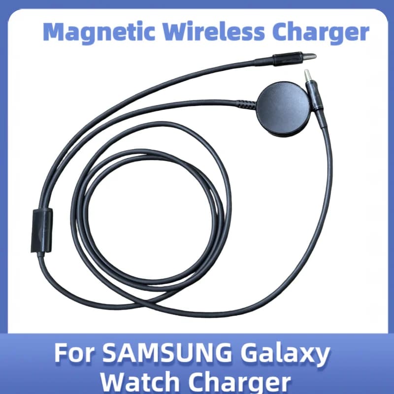 Cavo di Ricarica Magnetico Wireless 2-in-1 Type-C con Base in Metallo per Samsung Galaxy Watch 8/7/6/5/5Pro, Caricabatterie Sostitutivo per Smartwatch