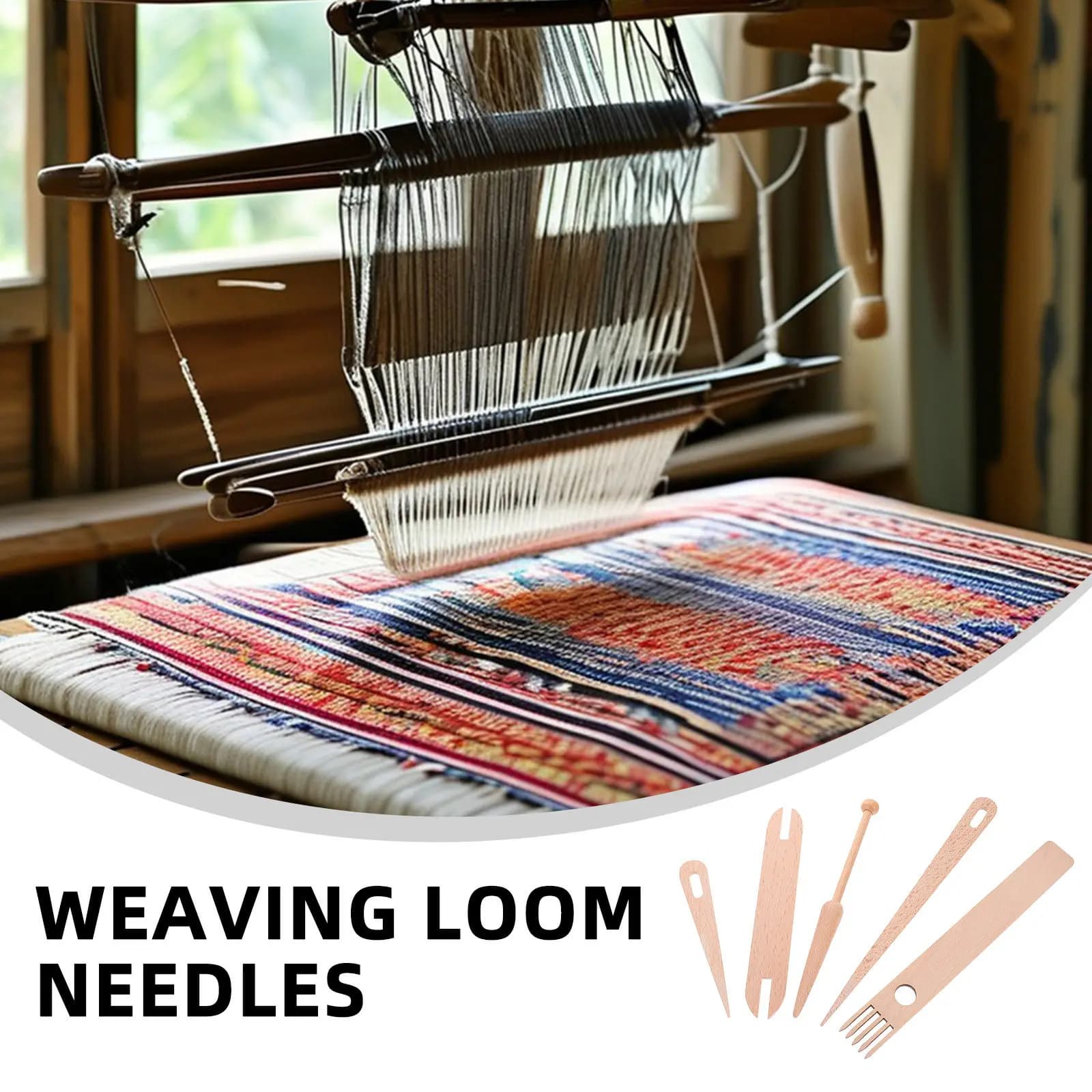 1Set Wooden Weaving Loom Set Compact Travel-Friendly Tapestry Loom Kit All-in-One DIY Crafting Tool Set for Blanket Making