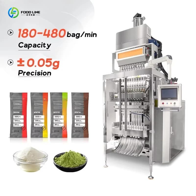Automatic Multi Lane 10g 12g Dietary Protein Supplement Drink Electrolyte Powder Stick Packing Machine
