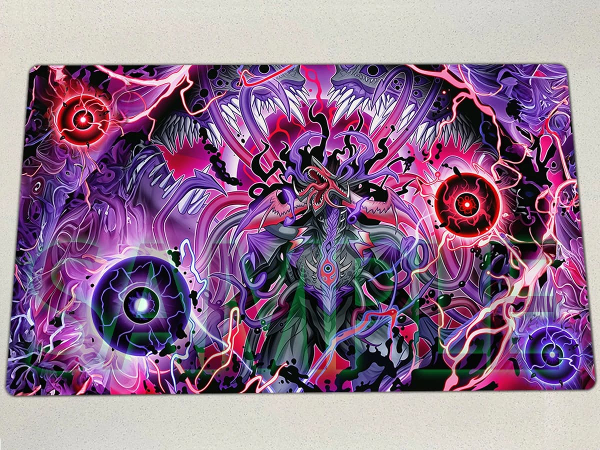Tappetino da gioco YuGiOh The End The Mad Fiend Deity of Despair TCG CCG, tappetino per giochi da tavolo e carte collezionabili, tappetino in gomma, mousepad, borsa inclusa