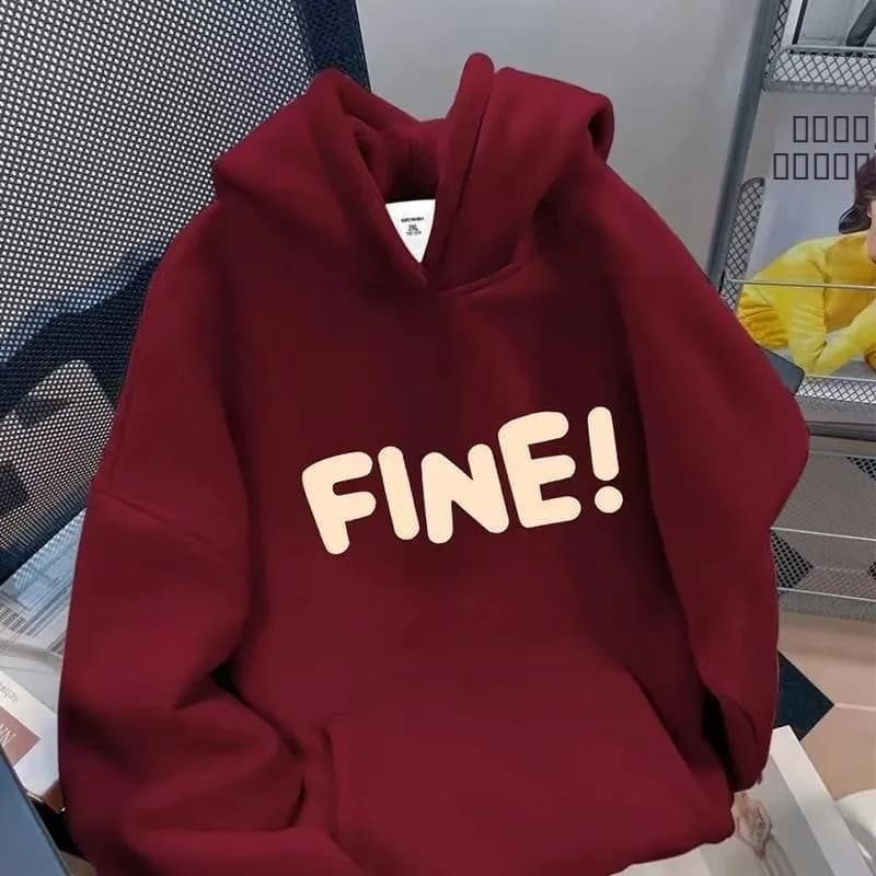 Unisex Oversized Hoodie Sweatshirt Fleece Lined Letter Print Casual Streetwear Autumn Winter Fashion Outerwear for Couples
