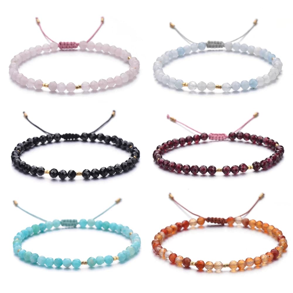 Wholesale Miyuki Bead Spacer Adjustable Bracelet with 4mm Natural Round Rose Quartz Cornish Beads for Women