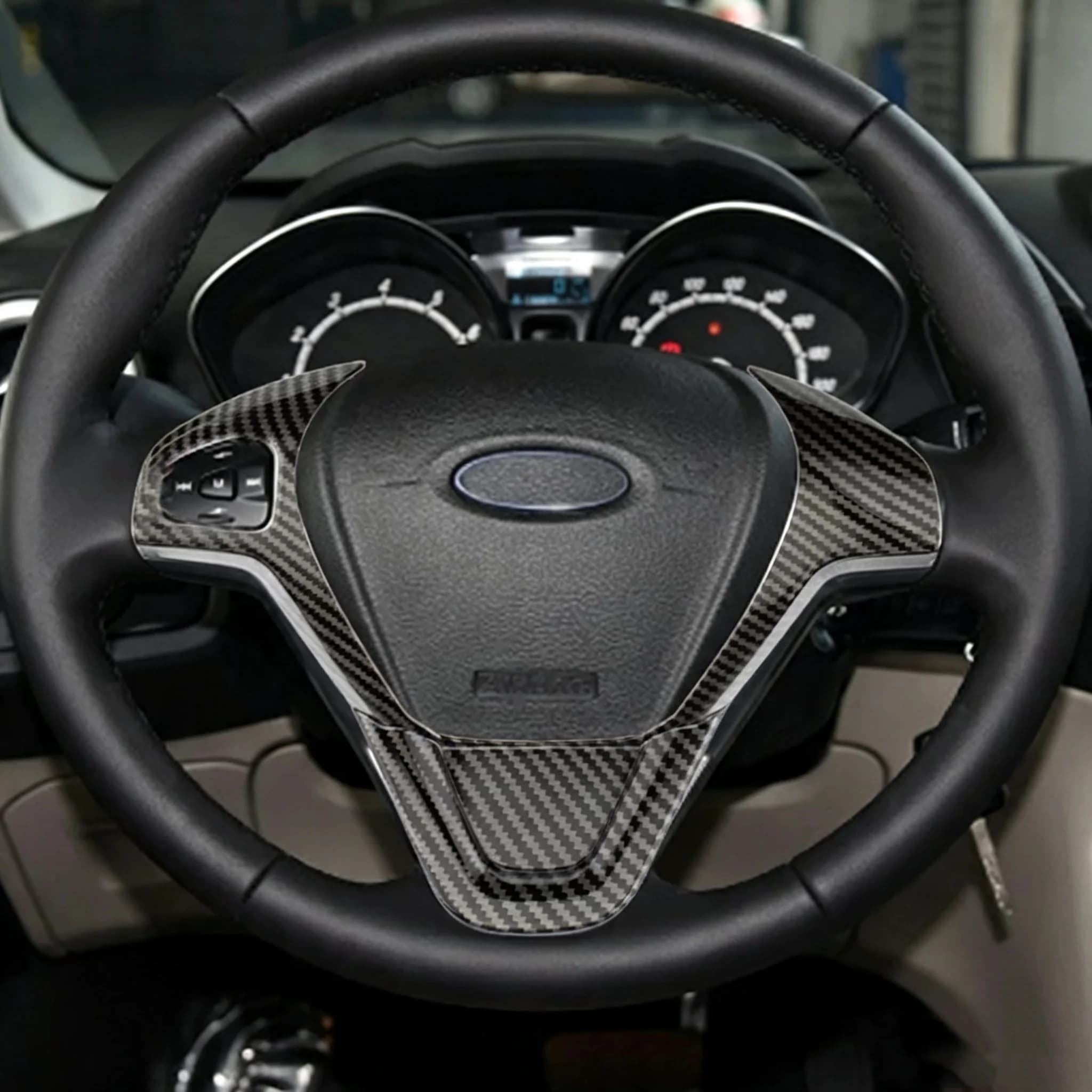 For Ford Fiesta MK7 2009 - 2017 Ecosport 2012-2017 ABS Car Steering Wheel Panel Decoration Cover Trim Stickers Accessories