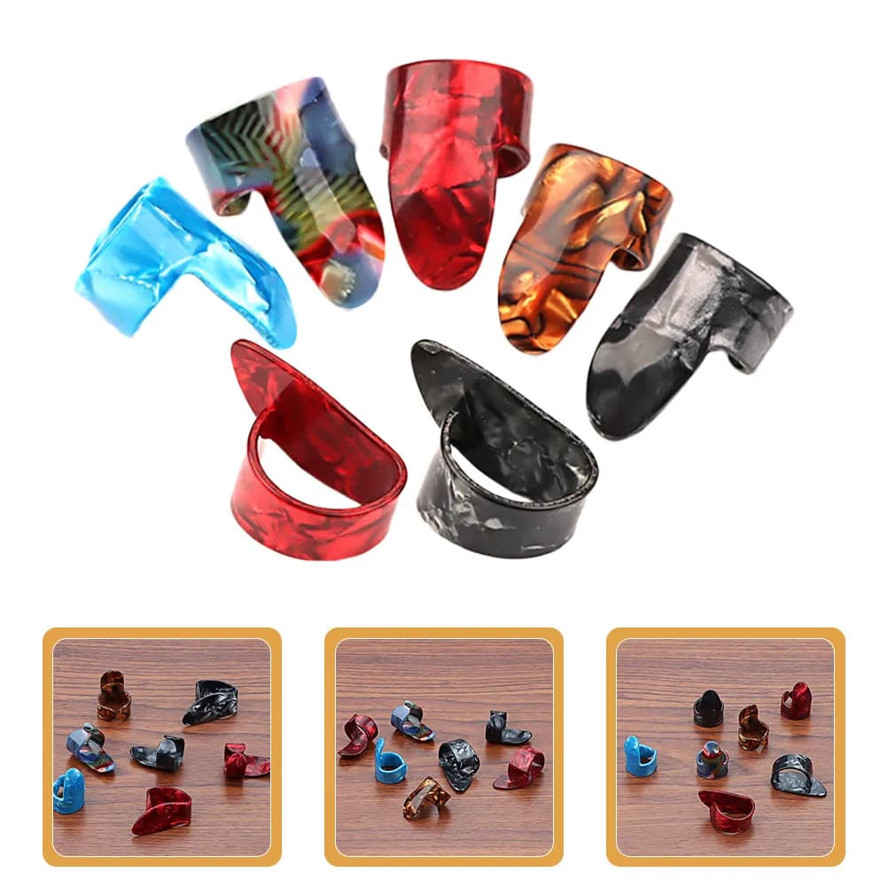 Set di 7 Plettri da Dito in Plastica, Protezioni per Dita e Plettri per Pollice per Chitarra Acustica ed Elettrica, Accessori per Suonare