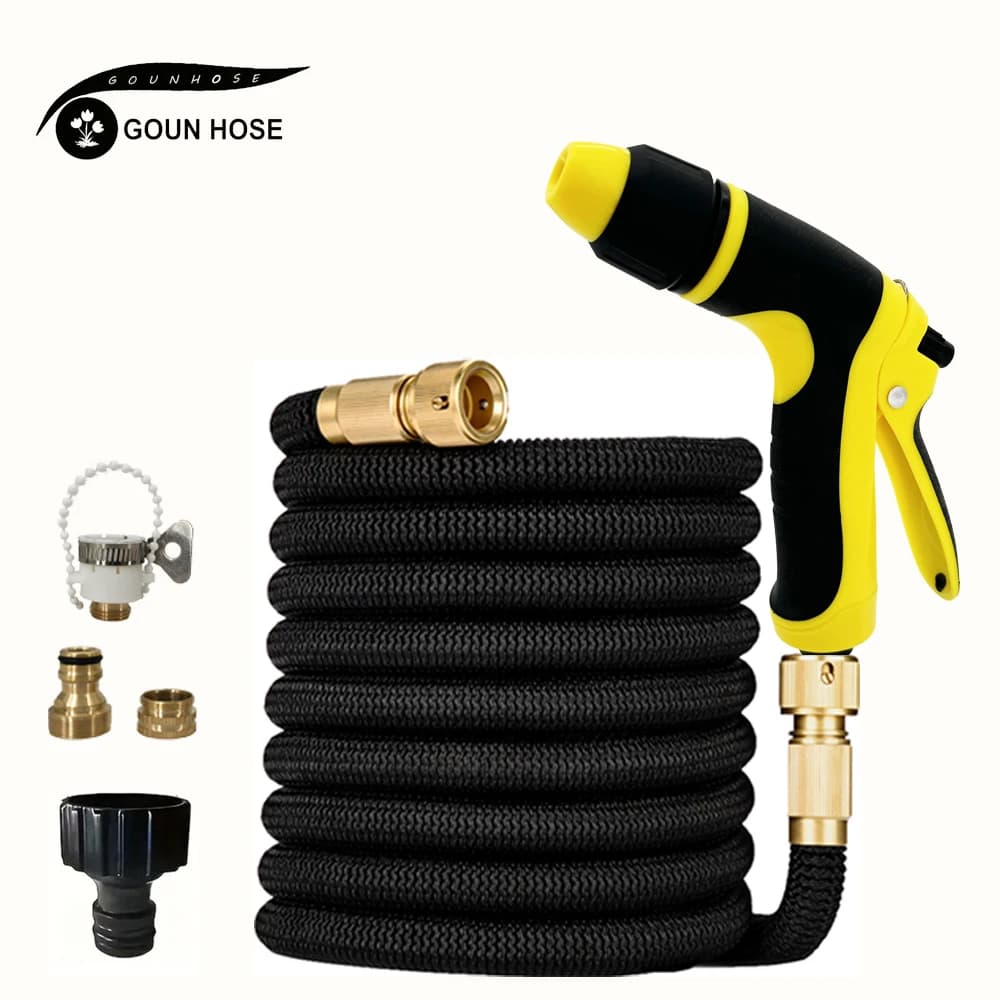 Garden Flexible Hose Expandable Magic Watering Pipe 25FT-100FT High-Pressure Water Gun Nozzle Used For Car Washing Irrigation