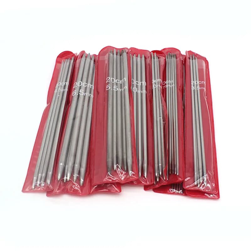 55Pcs Double Point Stainless Steel Straight Knitting Needles Set Sweater Sizes 2-6.5mm 20cm 11 Sizes for Knitting
