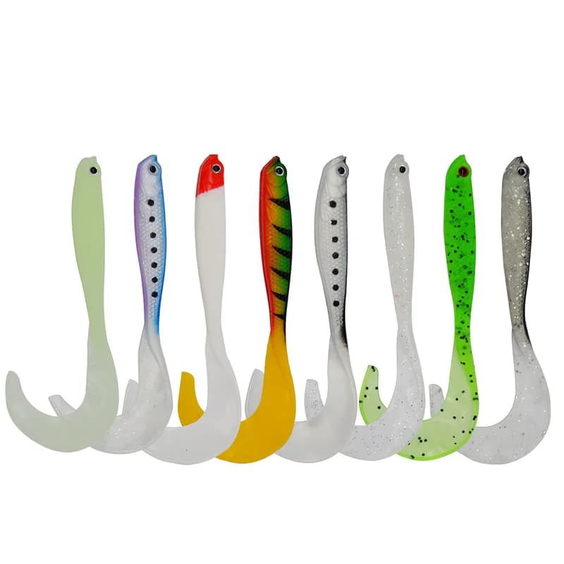 Esca da pesca Gonna Coda Esca morbida 12,5 cm/5,5 g Vivido Pesce Pancia Hollow Texas Rig Esche Jerkshad Lotto 3 Pezzi Vendita