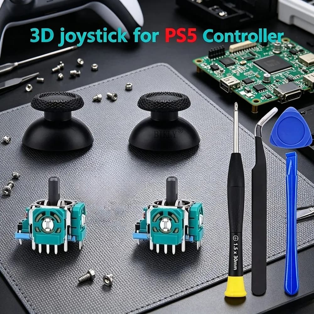 Anti-Drift 3D Thumbstick 2K3 Ohm Joystick Repair Kit with Screwdriver Replacement Parts for PS5 DualSense Controller