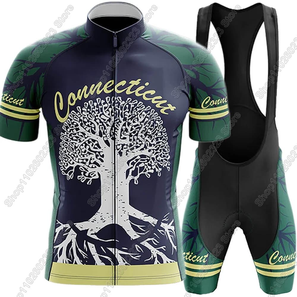 Maglia da ciclismo Connecticut-Symbol 2025 Set Abbigliamento da bicicletta estivo Camicie da bici da strada Tuta Pantaloncini con bretelle da bicicletta MTB Ropa Maillot
