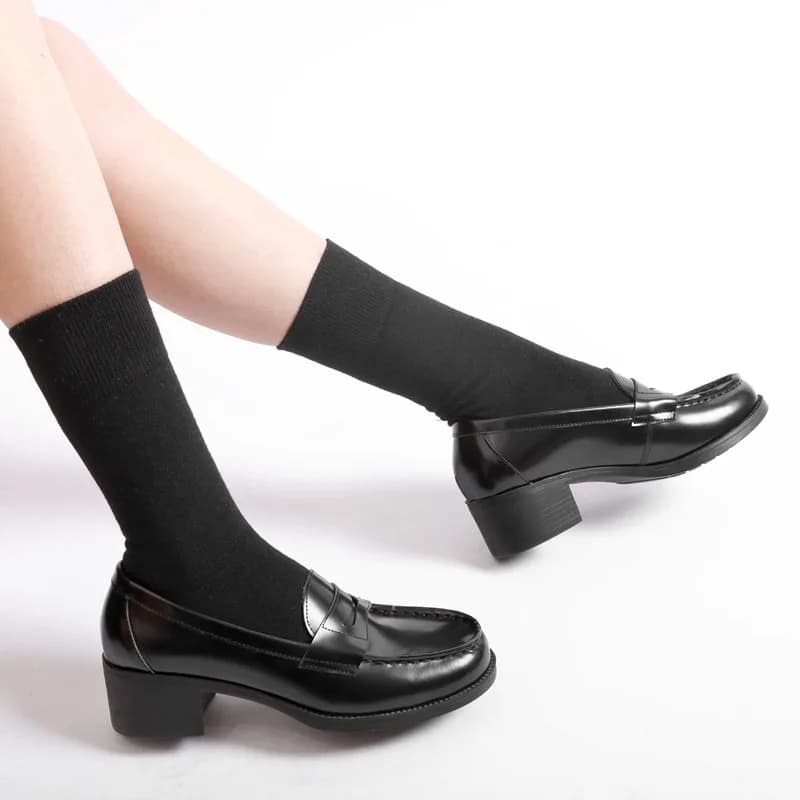 Mocassini da Donna Stile Britannico in Vera Pelle Premium con Tacco Medio, Scarpe Casual Eleganti Slip-On per Ufficio e Pendolarismo