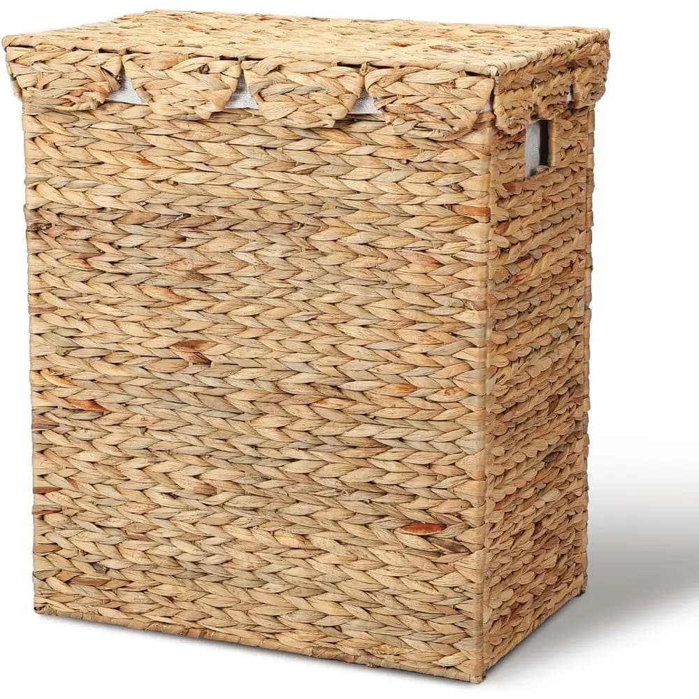 Mesh linen basket with lid and bag with removable cover Linen basket made of natural woven water