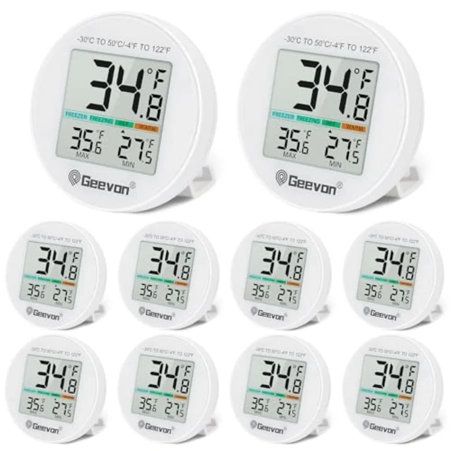 Termometro Digitale Compatto per Frigorifero, Impermeabile IP6, per Uso Commerciale e Domestico, con Funzione di Registrazione Max/Min e Schermo LCD