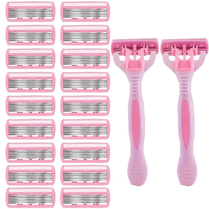 Lama di rasoio di sicurezza da donna a 6 strati per rasoio per depilazione di bellezza viso/gamba/ascella/linea bikini