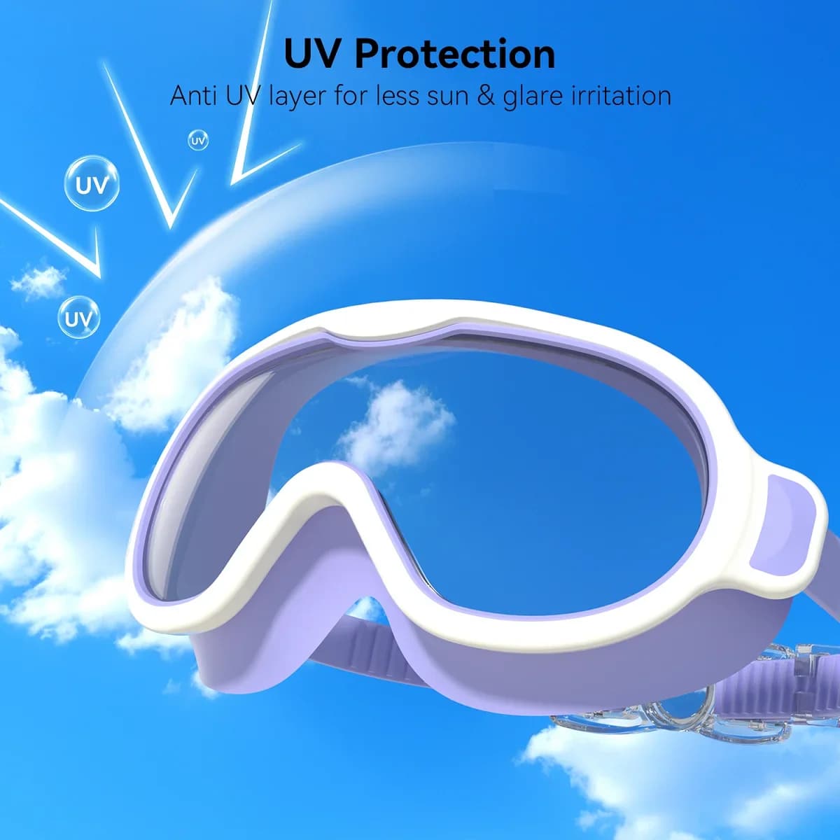 Children's Swimwear with Large Montature, Waterproof, Large and Clear Vision, Anti-Appannament, Anti-UV, Rapid Adjustment, for Children from 3 to 15 Years