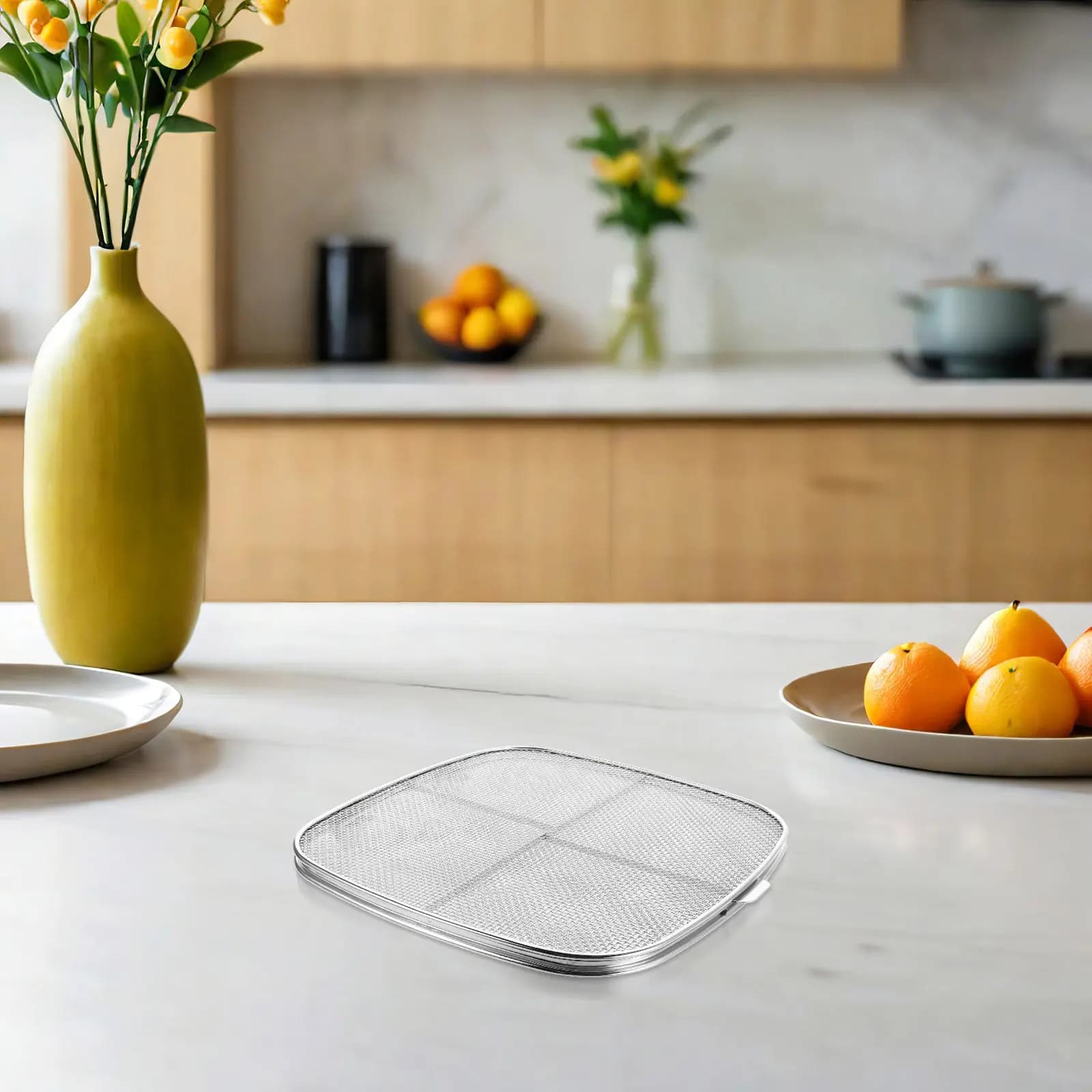 Air Fryer Splatter Stainless Steel Fine Mesh Splash Guard Grease Splatter Screen Kitchen Oil Splash Cover Cooking