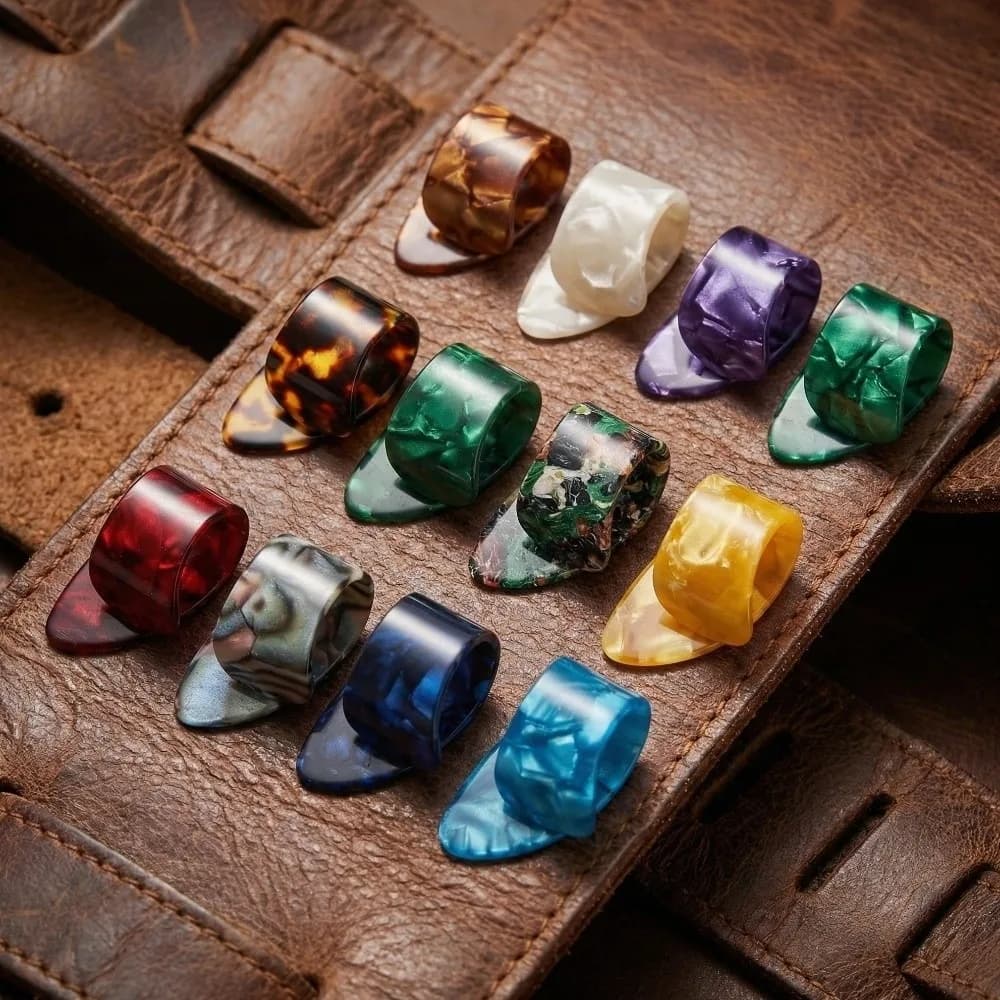 Set di 12 Plettri per Chitarra in Celluloide ​ ​ Accessori per Strumenti Musicali ​ Colorato ​ Plettri piatti per chitarra ​ ​ Forma Piatta ​ ​ Plettri per Dita e Pollice ​