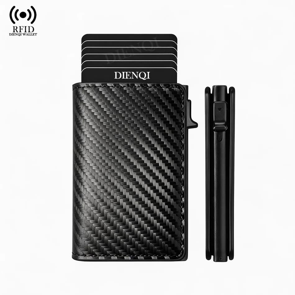 Minimalist Slim Wallet Anti RFID PU Leather Pop Up Card Holder Credit Card Case Trifold Money Bag Card Wallets for Men Women