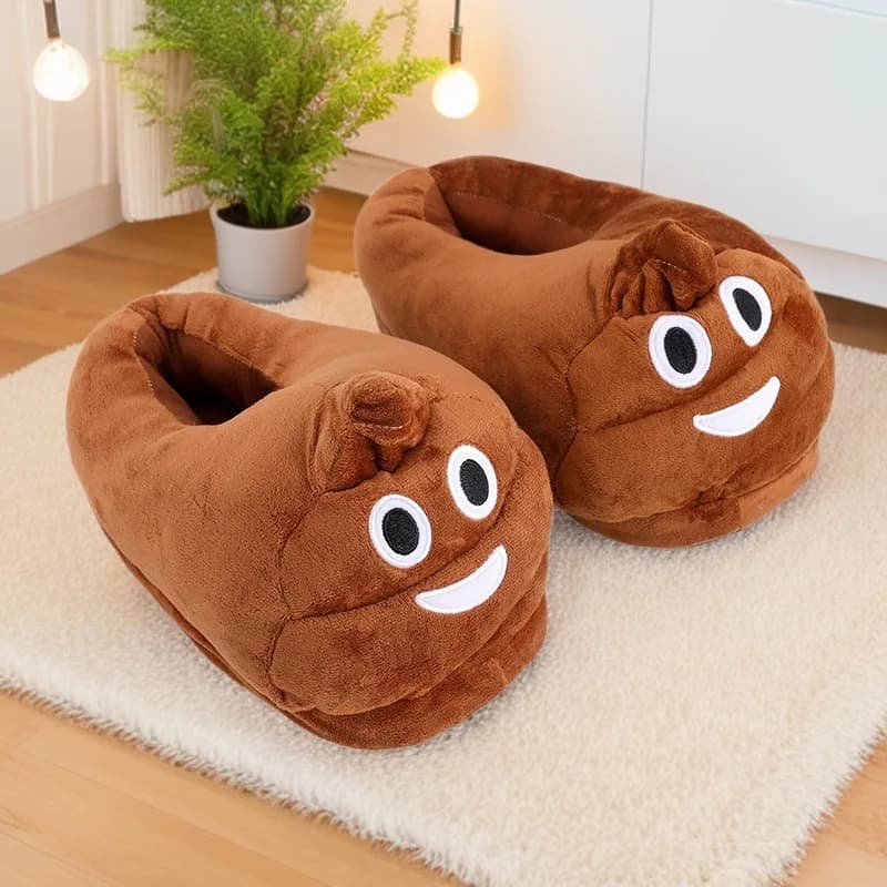 Funny Poop Emoji Plush Slippers Warm Cozy Non Slip Indoor Home Footwear For Couple Men Women Winter Autumn Creative Soft Shoes