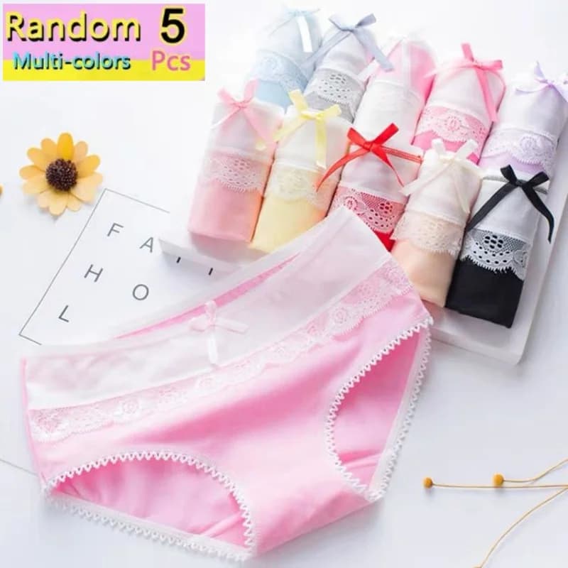 5PC Teenage Lace Panies Girls Underpants Young Girl Briefs Short Kids Underwear 9-16Years