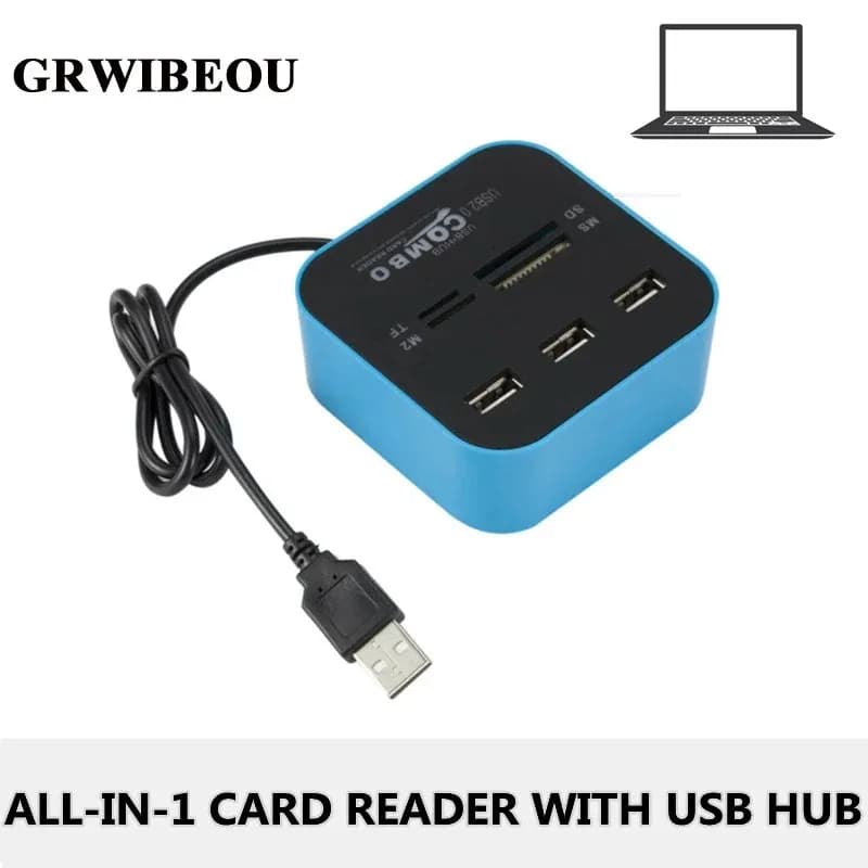 GRWIBEOU Hub USB 2.0 Combo 3 porte Lettore di schede micro USB SD/TF Hub splitter USB Combo tutto in uno per accessori per computer PC